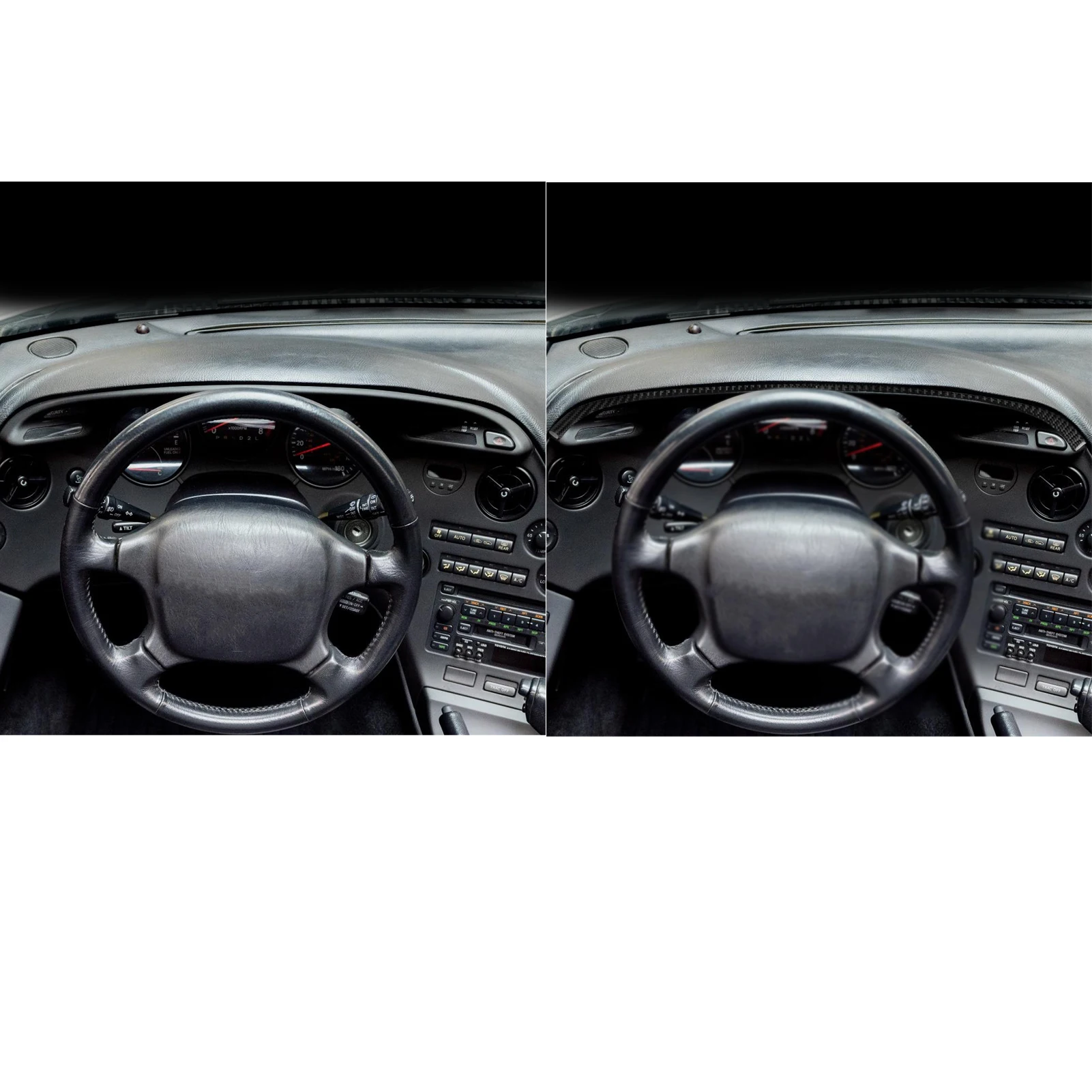 Real Soft Carbon Fiber For Toyota Supra A80 Turbo 1993-1999 Car Above the dashboard Trim Sticker Interior Accessories