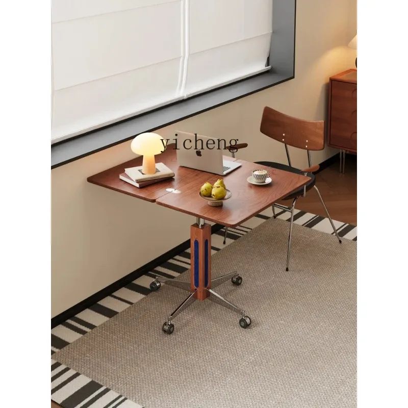 CZ-27  Medieval Solid Wood Lifting Tea Table Multi-function Movable Side Table Folding Desktop Dining Table