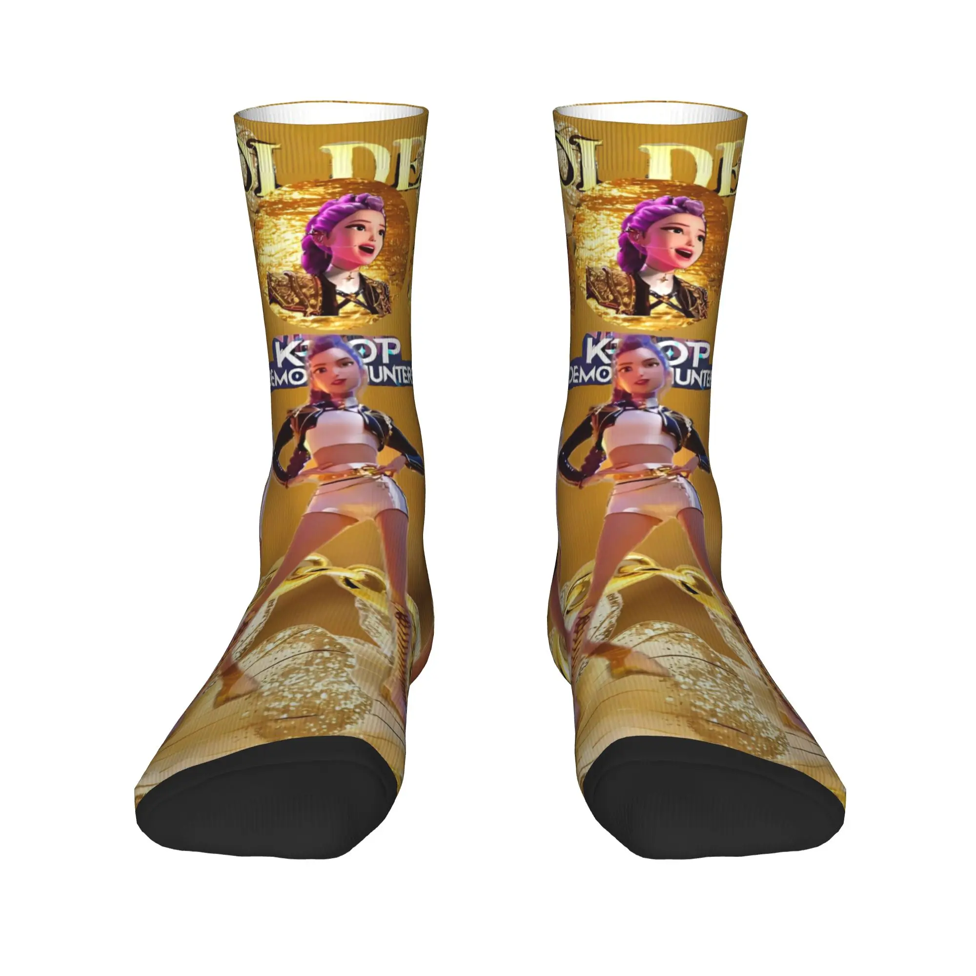 KPop Demon Hunters chaussettes de musique dorée bas gothiques chaussettes de course chaudes et douces pour hommes chaussettes antibactériennes graphiques d'hiver