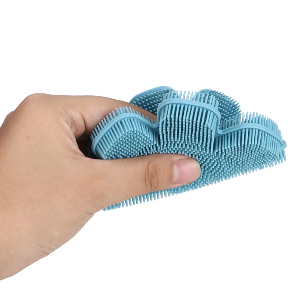 Silicone Kitchen Cleaning Brush Hanging Hole Double-Sided Dish Washing Brush Blue Anti-Hot Decontamination Brush Cups Cleaning