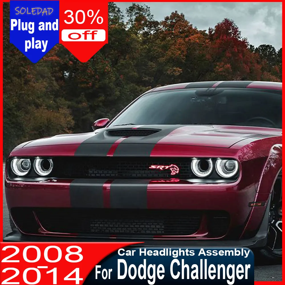 

Car Head Lamp for Dodge Challenger Headlight 2008-2014 Headlights Challenger RGB DRL Turn Signal High Beam Angel Eye Projector