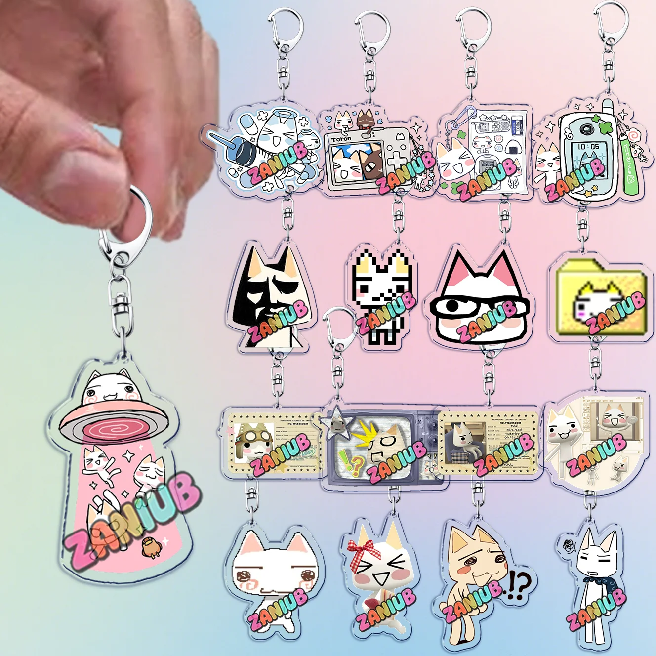 Y2k Inoue Toro CUTE Cat Keychains Bag Charms Cute Cartoon Keyrings Jewelry Gaming Fans Art Freinds Gifts