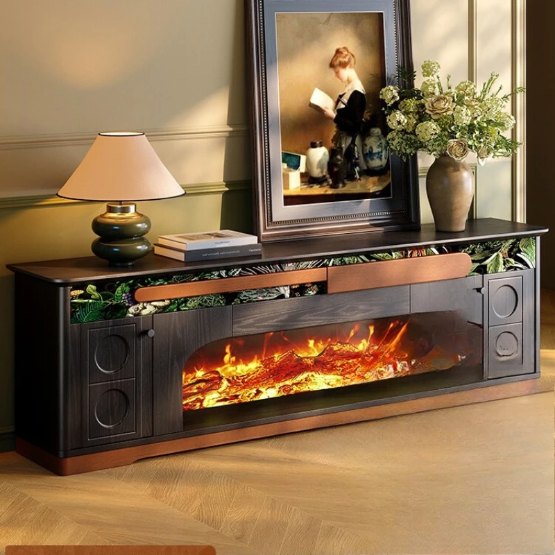 

French retro fireplace TV cabinet living room American simulated flame electronic heating fireplace decorative cabinet