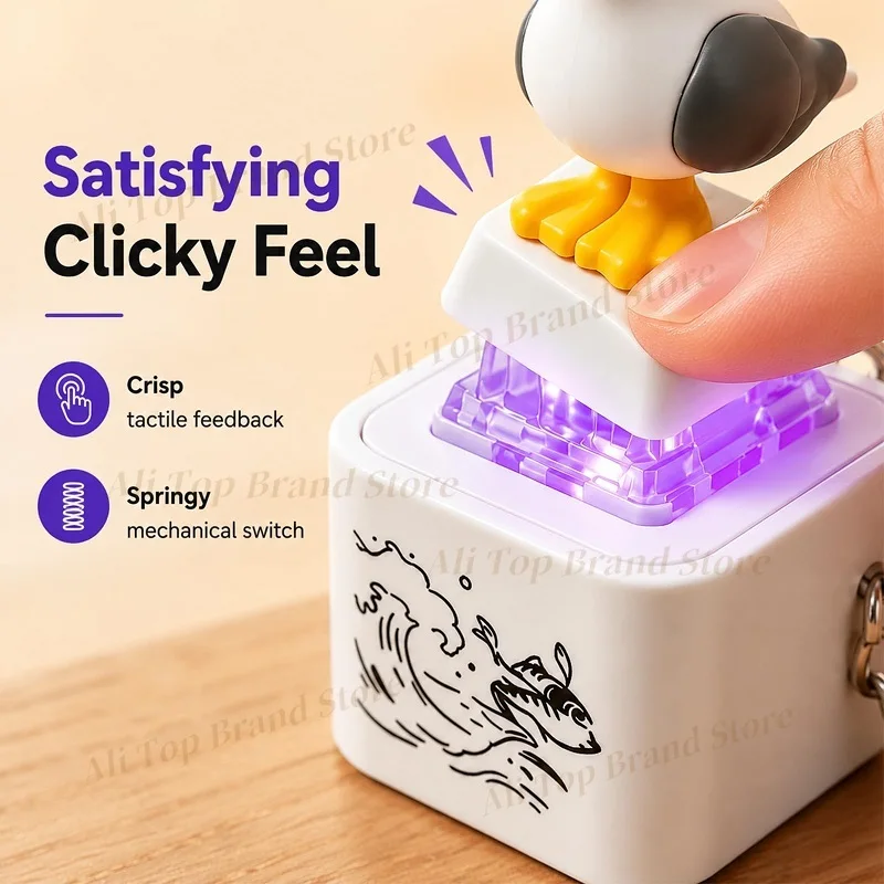 2026 New HOT Seagull-shaped Glowing Voice Button Keychain Stress-relief Little Bird Sound Creative Little Duck Keychain