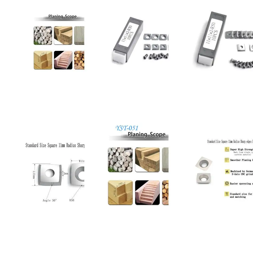 

E15A 10pcs/Pack 11 мм квадратный карбид ножей ножей лезвия 11x11x2mm R50 с винтами