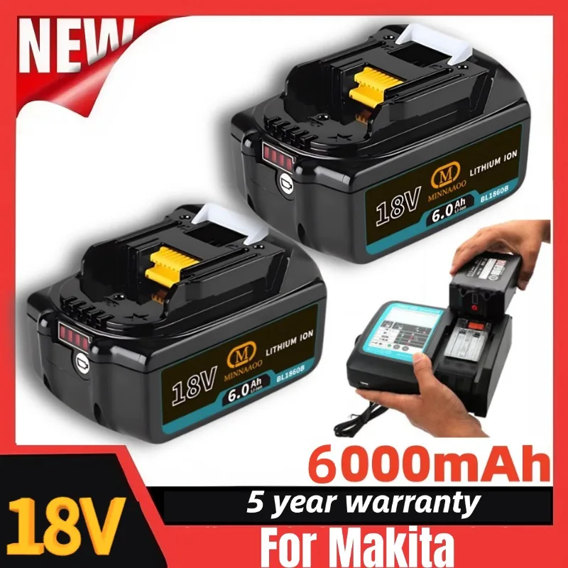 

Новый 100% оригинальный аккумулятор для Makita 18 В, 6,0 Ач, BL1850b BL1830 BL1840 BL1860, оригинальный LXT400 Электродрели