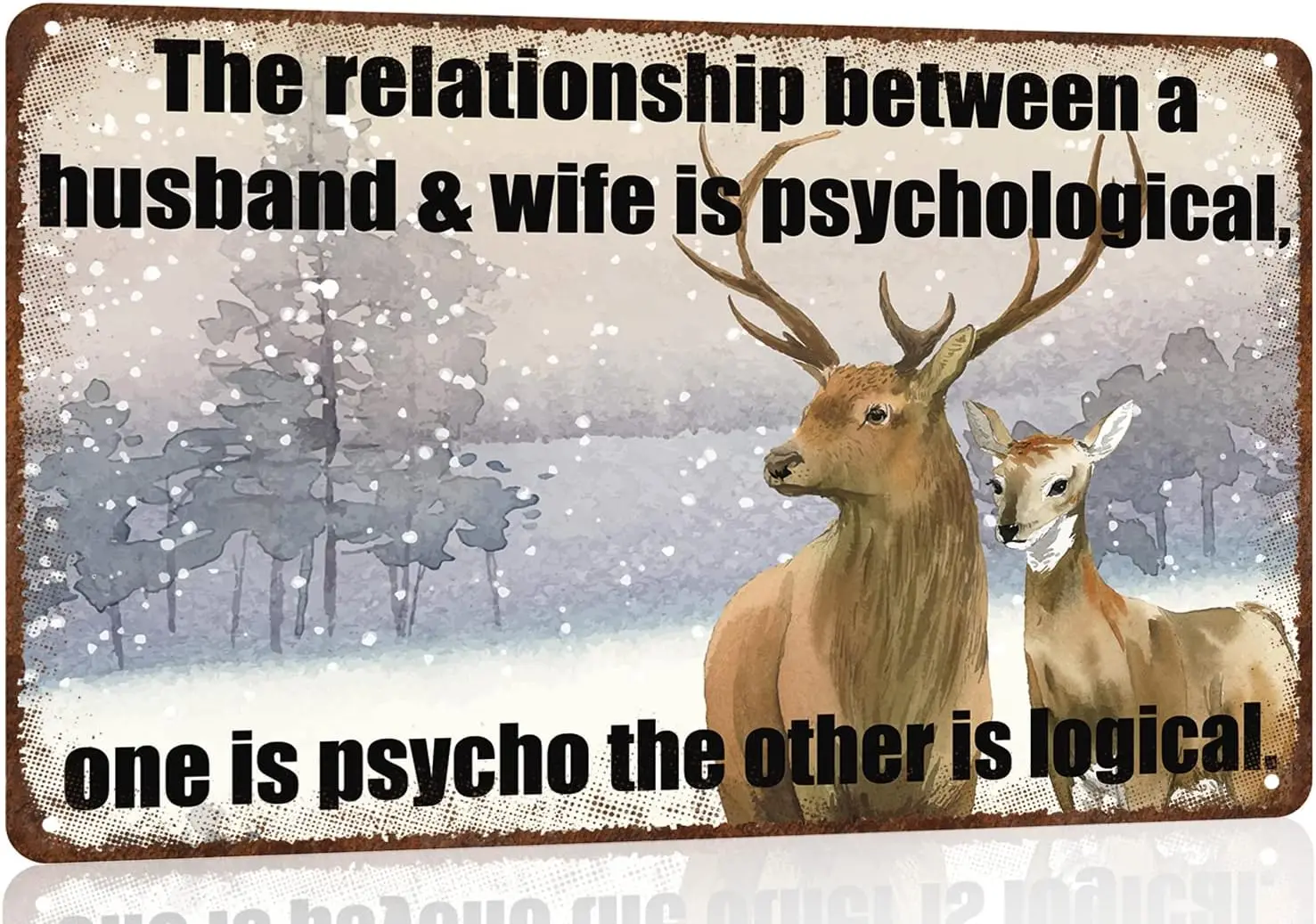 Funny Husband And Wife Relationship Definition Novelty Design Vintage Tin Sign,Retro Deer Couple Signs,Funny Home Decor/Wall Dec