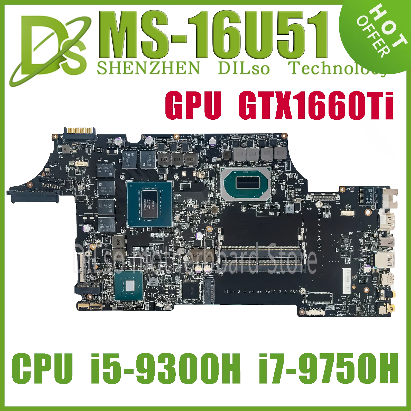 

KEFU MS-16U51 Laptop Motherboard For MSI GL65 9SDK MS-16U5 VER1.0 Mainboard W/i7-9750H i5-9300H GTX1660Ti/6G 100% Working Well