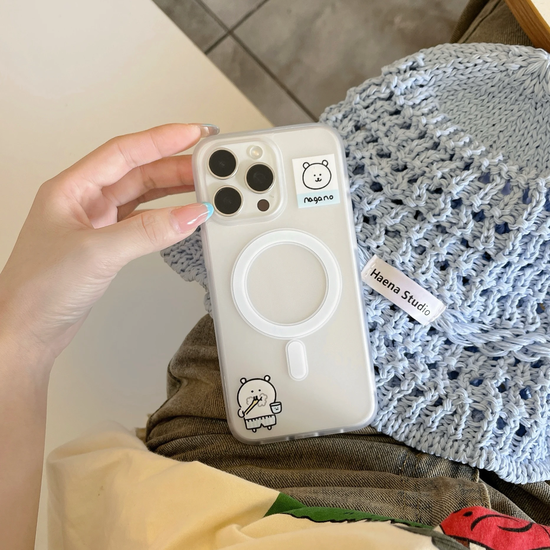 Healing White Bear Magnetic Suction Shell 360° Rotating Bracket  Phone Case For iPhone 13 14 15 16 Pro Max Anti Drop Case