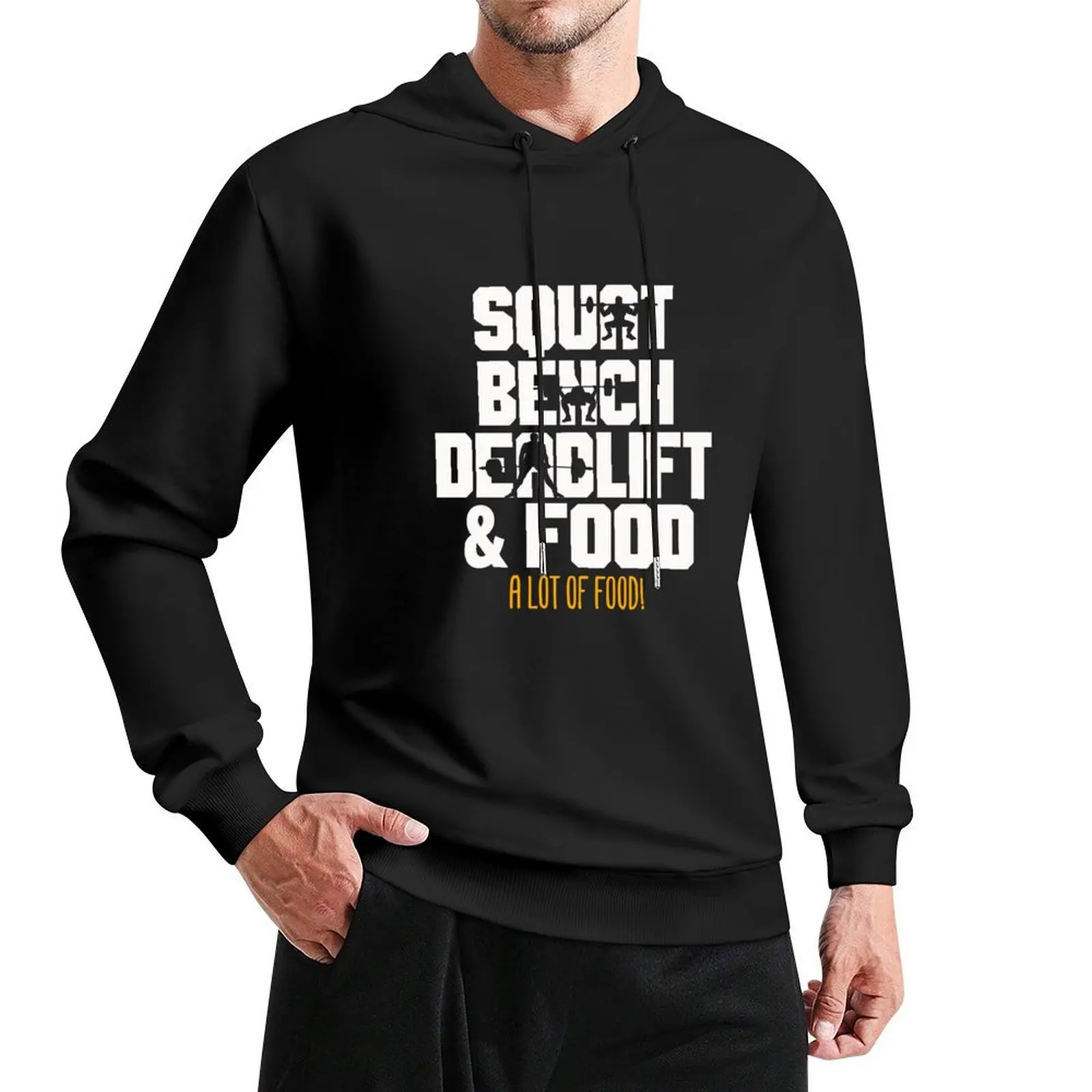 

Squat Bench Deadlift and Food Powerlifting Workout Pullover Hoodie anime clothing japanese style men's oversize hoodie