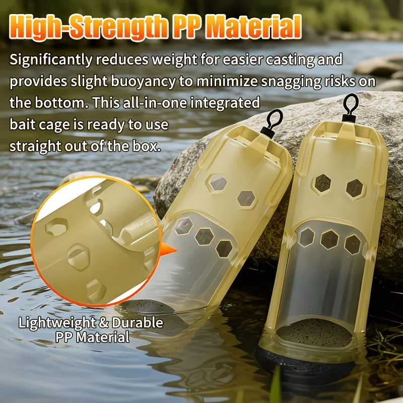 2pcs Method Feeder Carp Fishing Bait Cage 30-60g, Window Style Feeder with Holes, Inline Bait Holder for Carp Coarse Fishing Tac view 2