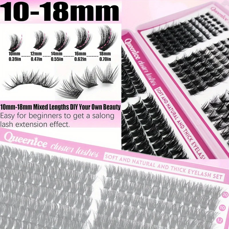 مجموعة أدوات تمديد الرموش الرقيقة مجموعات الرموش السميكة، رموش فردية من Wispy، D Curl، مقاسات مختلطة 10-18 مم أنواع مختلفة في مجموعة واحدة