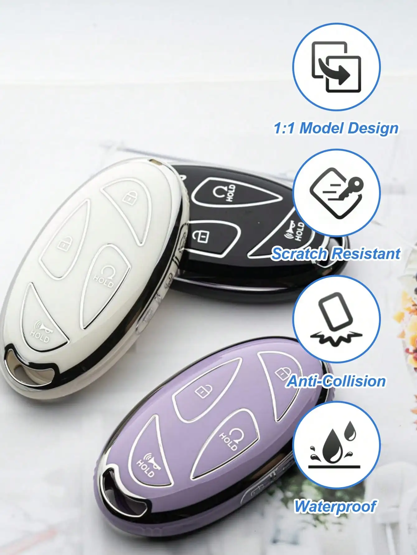 High-end soft TPU car key case for Hyundai IONIQ 6, Grand GN7, Sonata, Elantra key ring keychain accessories