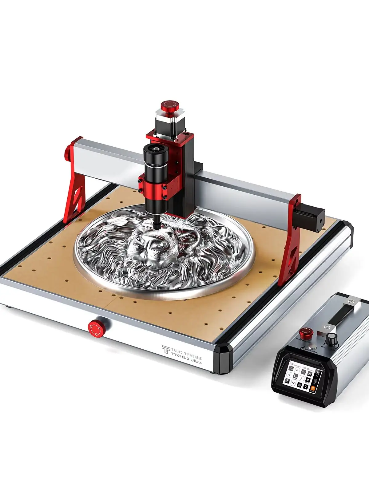 Twotrees TTC450 Ultra CNC-Fräsmaschine Desktop-CNC-Router 465x465mm Großer Arbeitsbereich, 500W Spindel 3,5-Zoll-Touchscreen, Vollmetall-Graviermaschine für Holz, Acryl, MDF, Aluminium, Kunststoff
