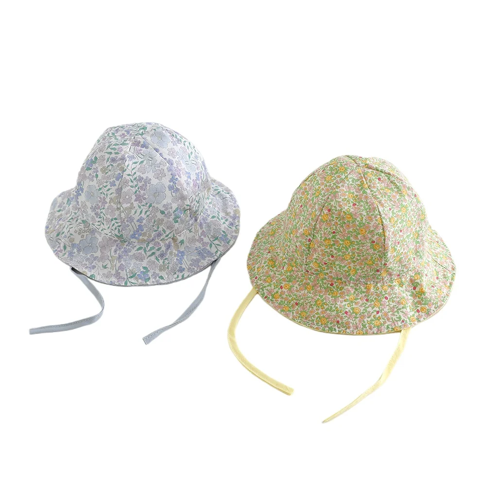 New Panama Autumn Baby Bucket Hat for Girls Cotton Floral Toddler Sun Cap 1-3T Children Beach Sun Hat Kids UV Protection Cap