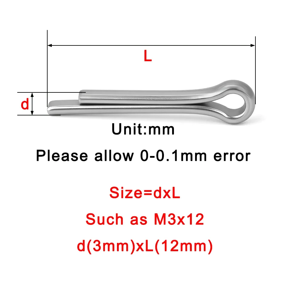 8-100mm 304 Stainless Steel Cotter Pin Metal U Clip Metal Fixing Shaft Lock Split Pins M1 M1.2 M1.5 M1.6 M2 M2.5 M3 M4 M5 M6 M8