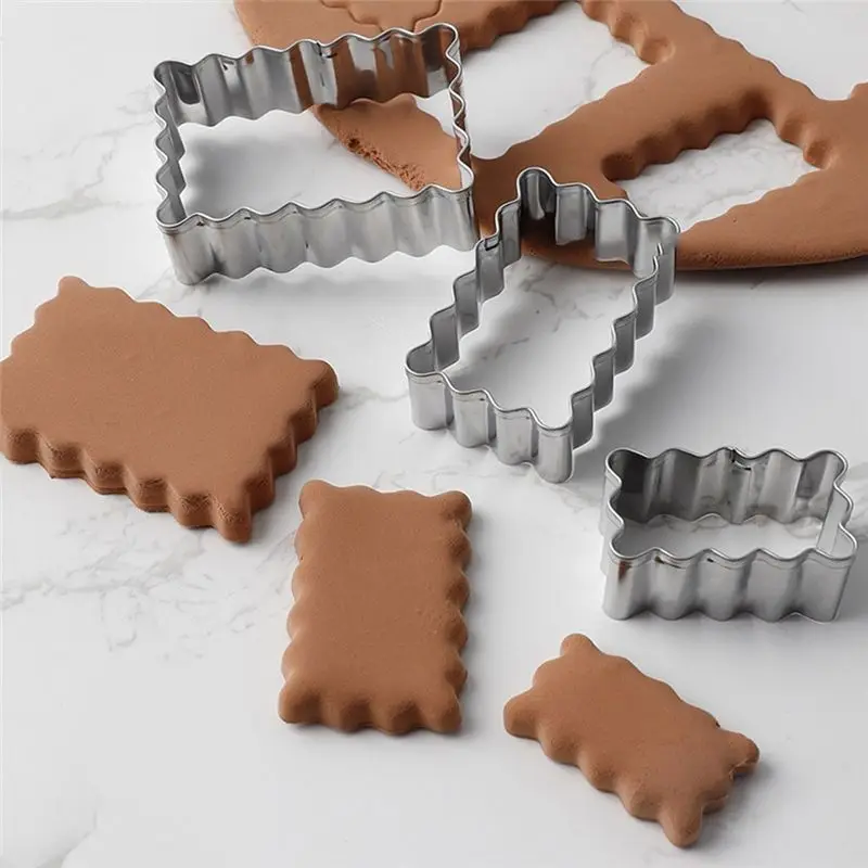 ABUH-Blessing Frame Cookie Mold Wave Rectangular Cookie Cutter Wedding Fondant Cake Decoration Baking Mold