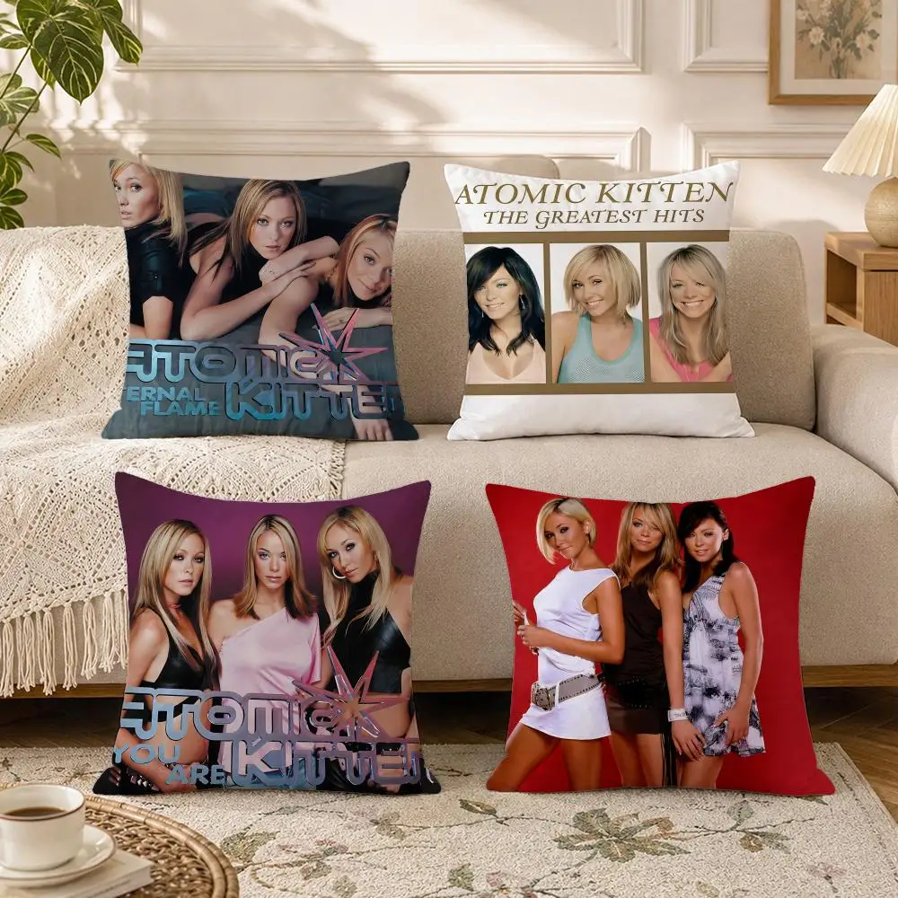 Group-Atomic KittenS Cushion Cover Soft Square Throw Pillow Covers Set for Sofa Bedroom Car Home Decoration