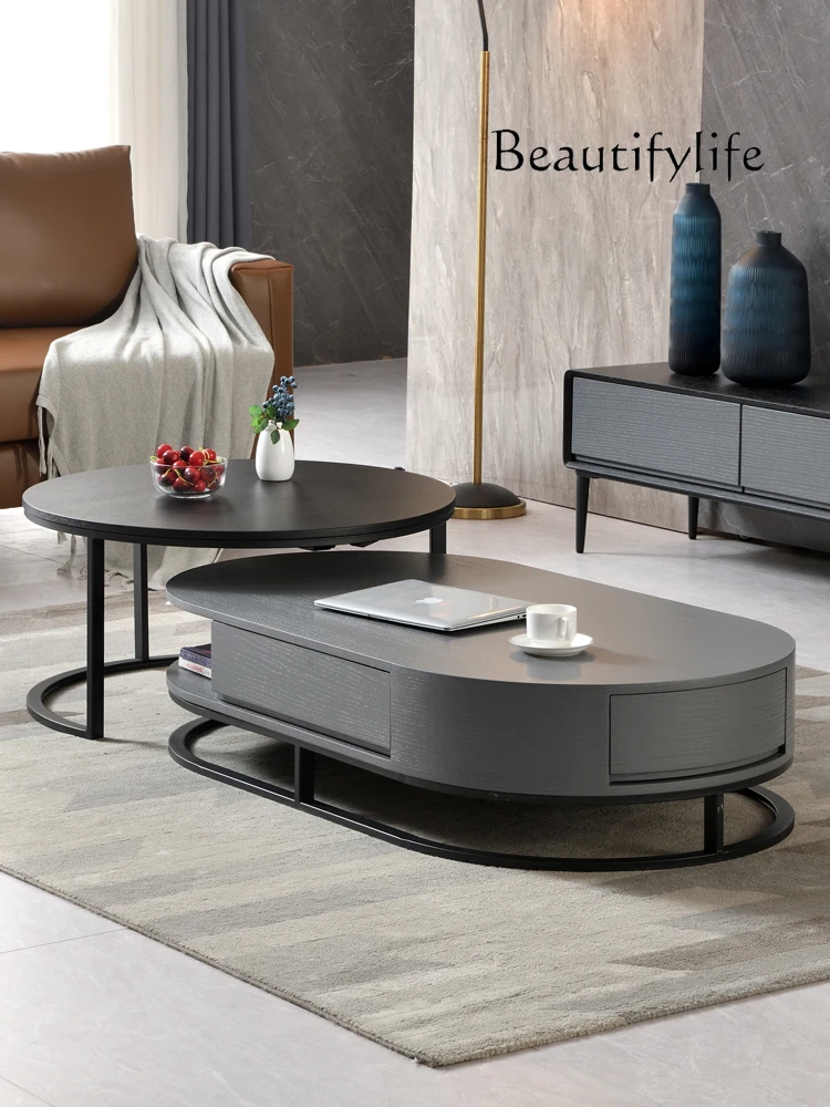 

Modern Simple Coffee Table Nordic Light Luxury round Living Room Creative Personality Oval Tea Table Furniture