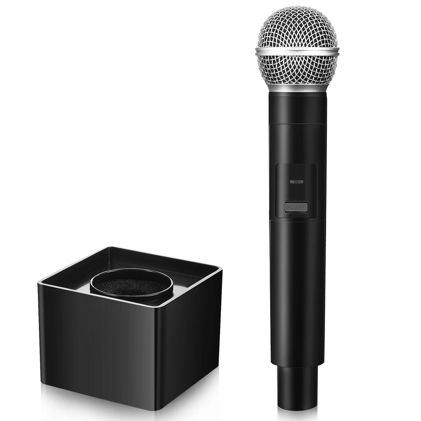 

Simulation Microphone Prop Premium Metal ABS Sturdy Square Base for Speech Practice Cosplay Party Stage Fun Microphone