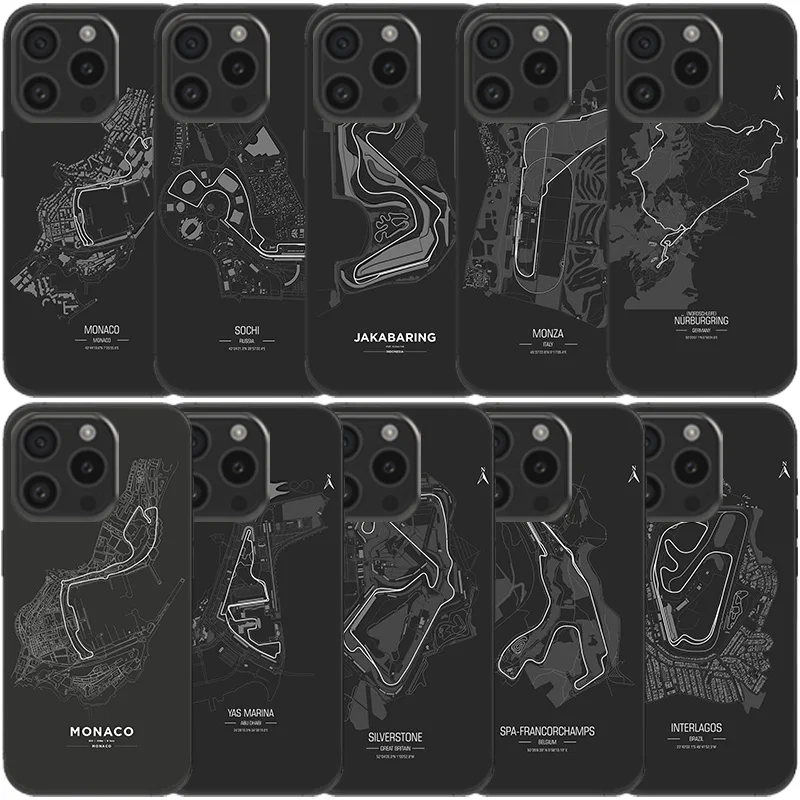 Formula 1 F1 Racing Circuit Clear Phone Case For Apple iPhone 12 13 Mini 11 14 15 16 Pro Max Cover XS MAX XR Soft