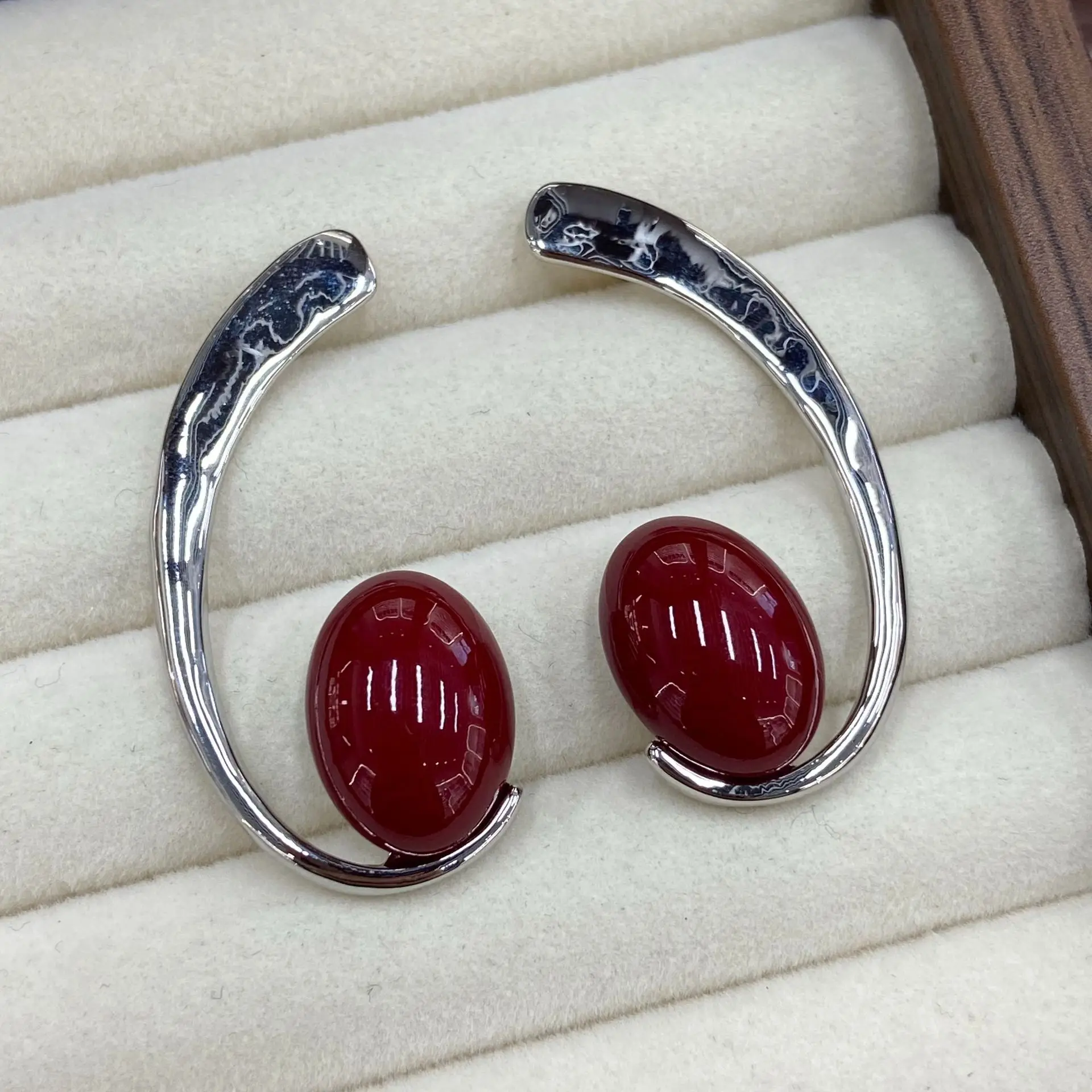 Alien Irregular Semicircle Moon Oval Pearl  Unique Metal Earring Women Girl Elegant Special Wedding Accessories Trendy Jewelry