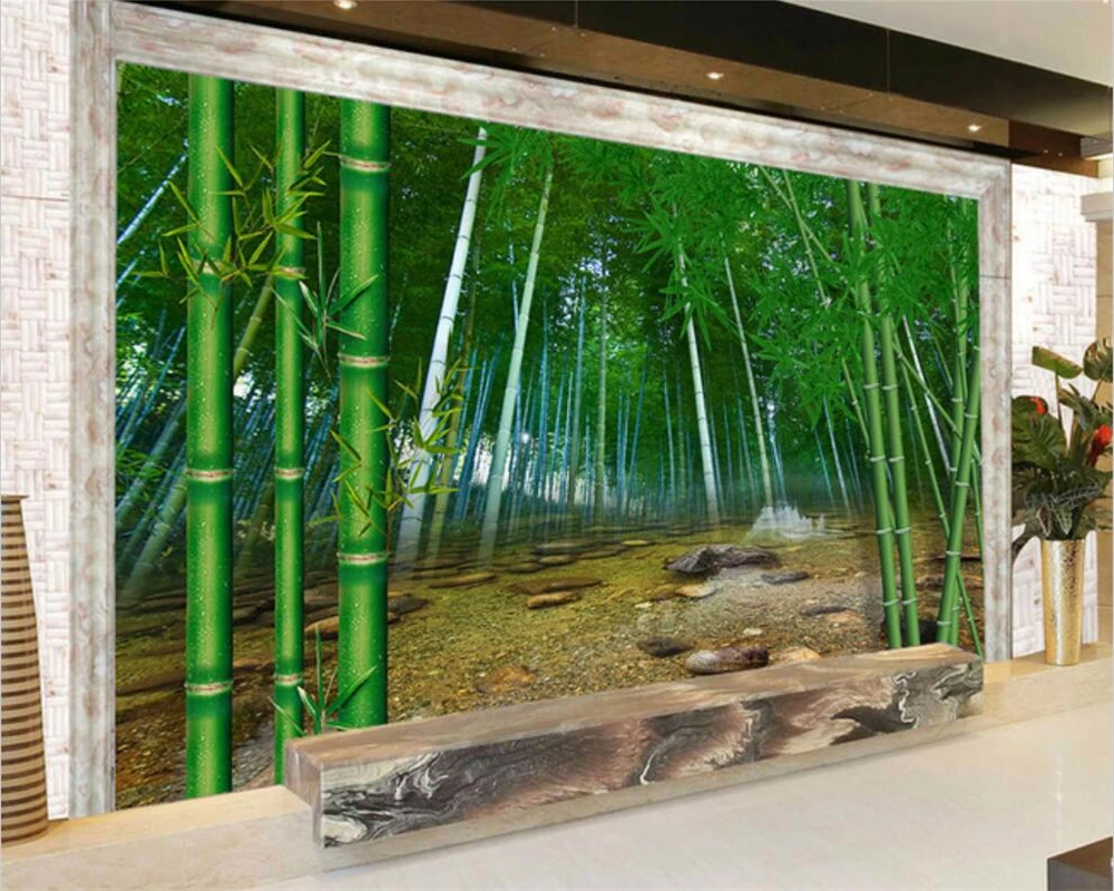 

Customized large wallpaper 3d papel de parede bamboo forest TV background wall living room bedroom hotel decoration painting