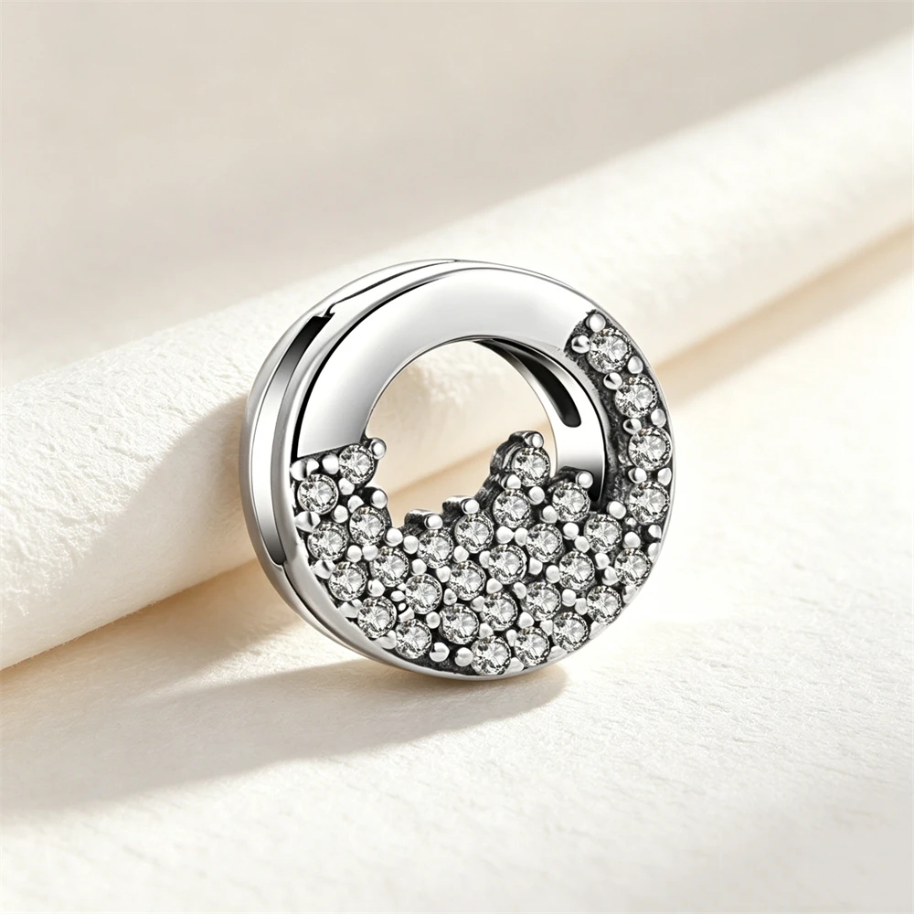 925 Silver Interval Flat Clip Letter Insect Flower Center Round Bead Suitable for Bracelet DIY Jewelry Exquisite Accessories