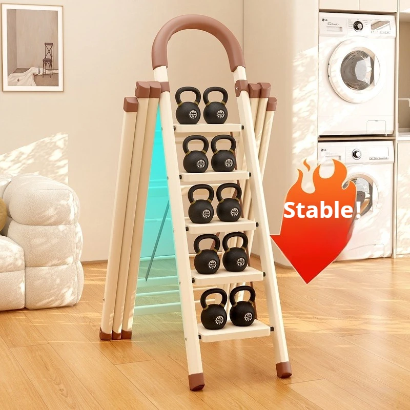 New folding ladder clothes hanger integrated, multifunctional telescopic clothes hanger, thickened carbon steel folding ladder
