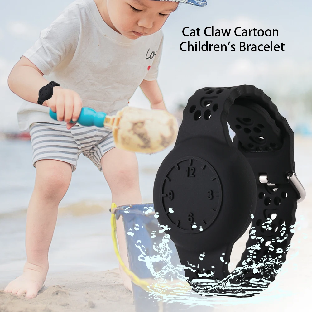 Gelang Anak pola cakar kucing lucu gelang anak tahan air gelang anak casing penyangga silikon untuk Apple Airtag gelang penahan