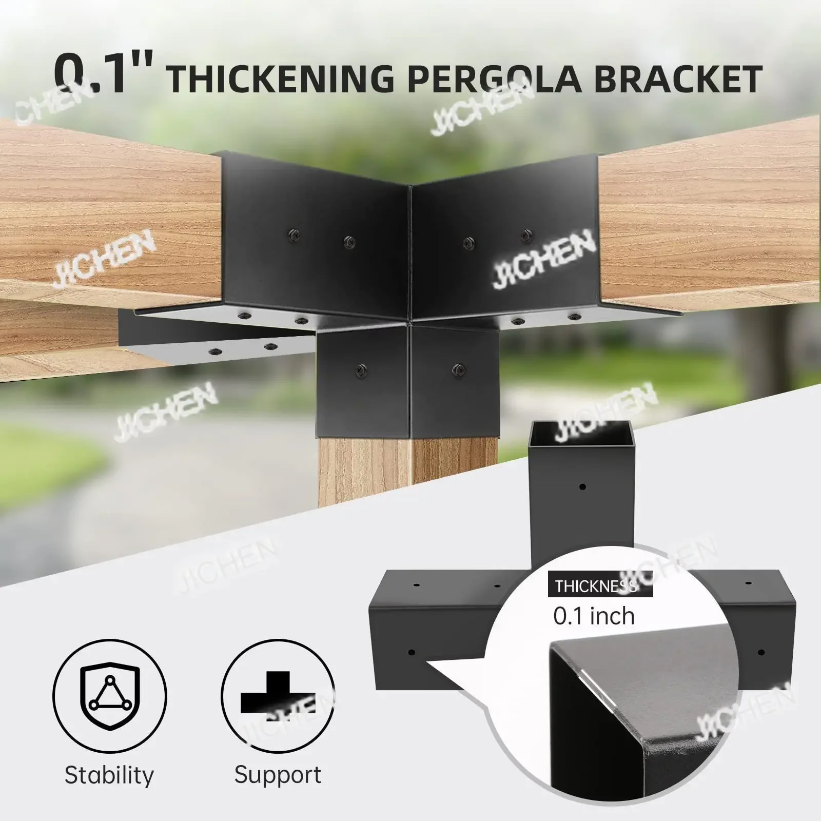 

JC Черный порошковый кронштейн для перголы, плечевая основа, комплект стальных кронштейнов для перголы
