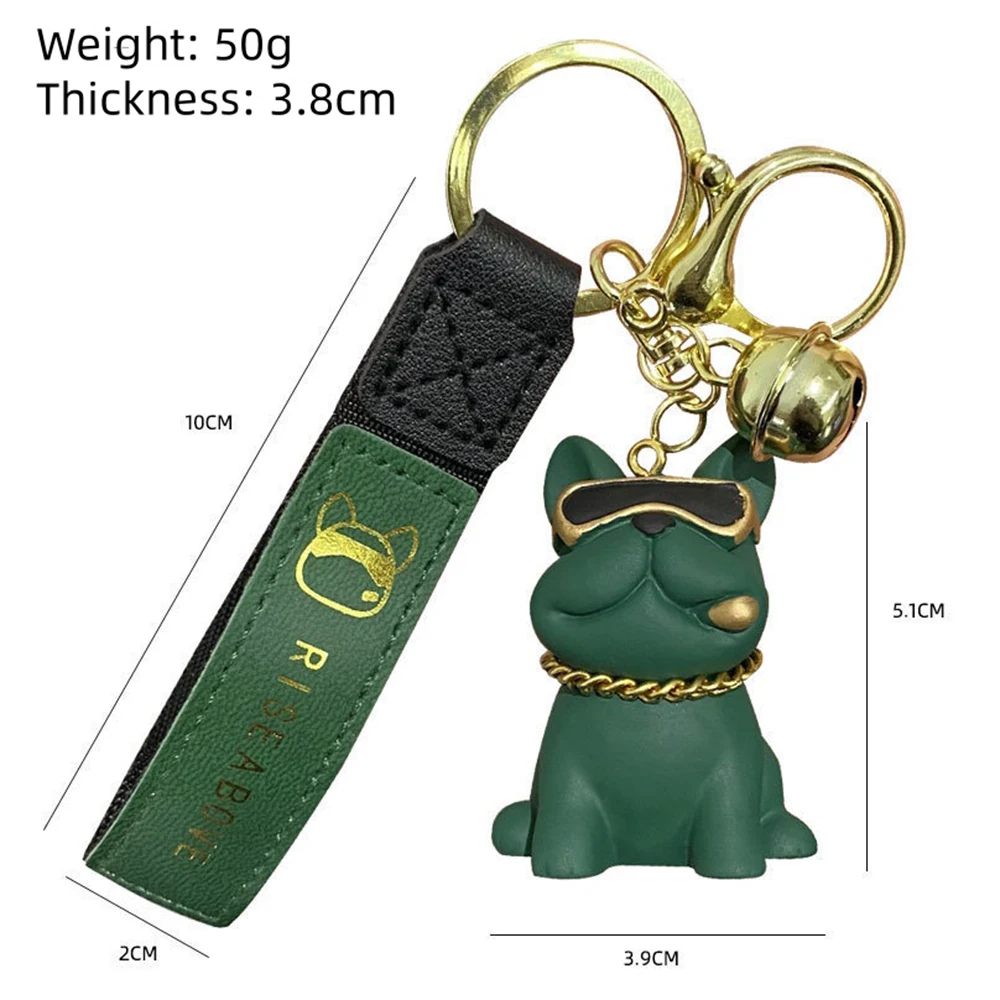 New Cool Bulldog Pet Keychain Car Backpack Ornaments Resin Craft Hip Hop Rock Creative Keyrings Fashion Jewelry Gift for Men