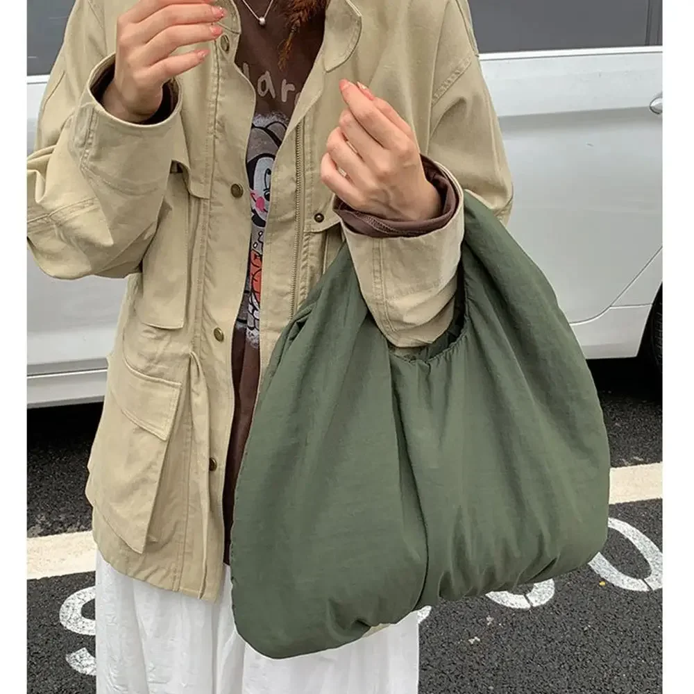 

Lazy Style Women's Soft Tote Bag Solid Color Large Capacity Simple Shoulder Bag Retro Elegant Commuter Korean Chic Handbag