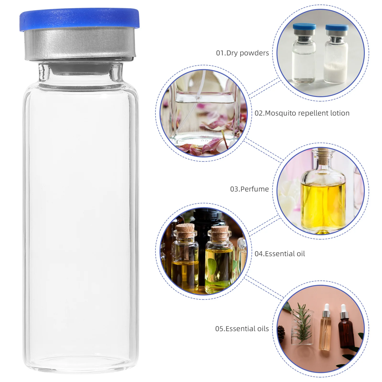 

20pcs Freeze Dried Powder Vials 12Ml Glass Sample Vial Clear Small Liquid Storage Bottles Lab Use Vial With Caps