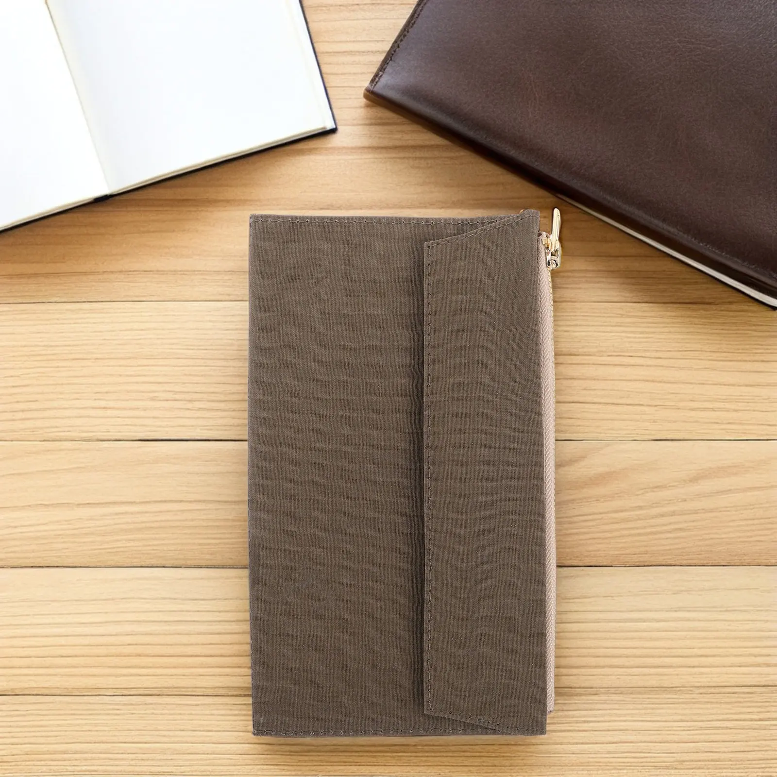 

Olive Green Travel Pocket Notebook Cover Zipper Pouch for Writers Journal Notebook Planner Portable Sleeve Organizer Case