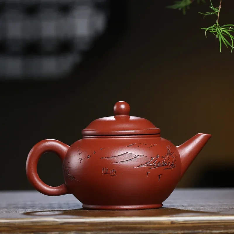 210ML China Yixing Zisha Pot Famous Raw Mine Dahongpao Teapot Horizontal Teapot Kung Fu TeaSet Gifts Craft Ornaments Collection