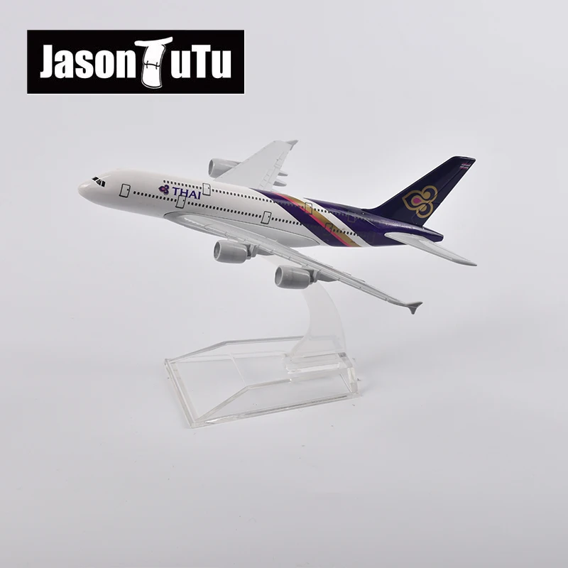 

JASON TUTU 1/400 Scale Diecast Metal Thai Airbus A380 Aircraft Model 16CM Miniature Authentic Collectible Gift