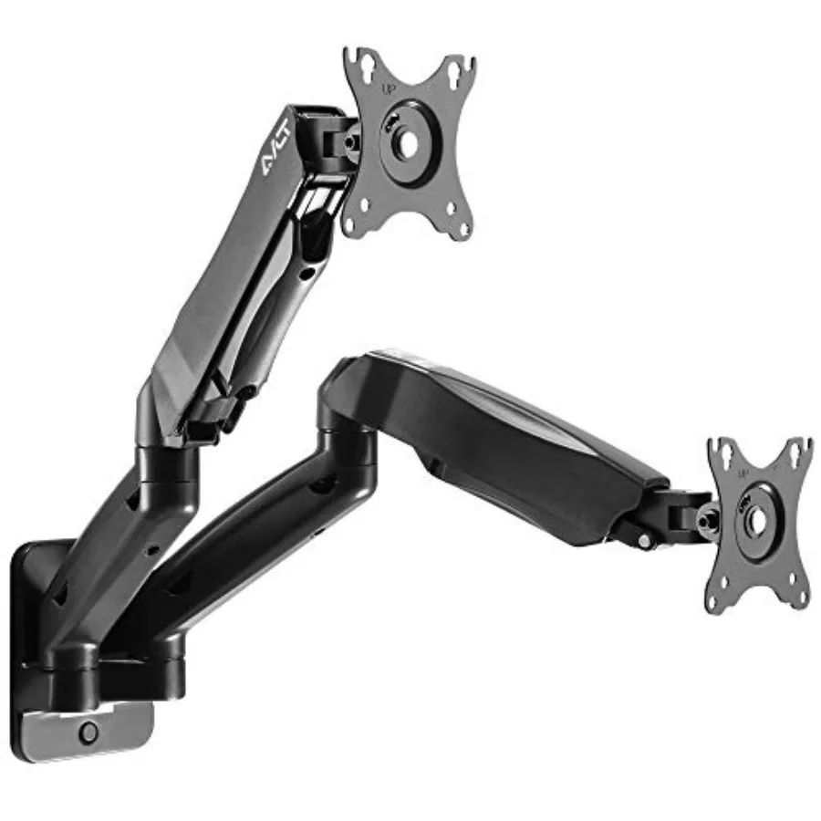 Dual 17-32 Monitor Wall Mount for Two 19.8 lbs Flat/Curved Computer Screens Full Motion Height Swivel Tilt Rotation Adjustable