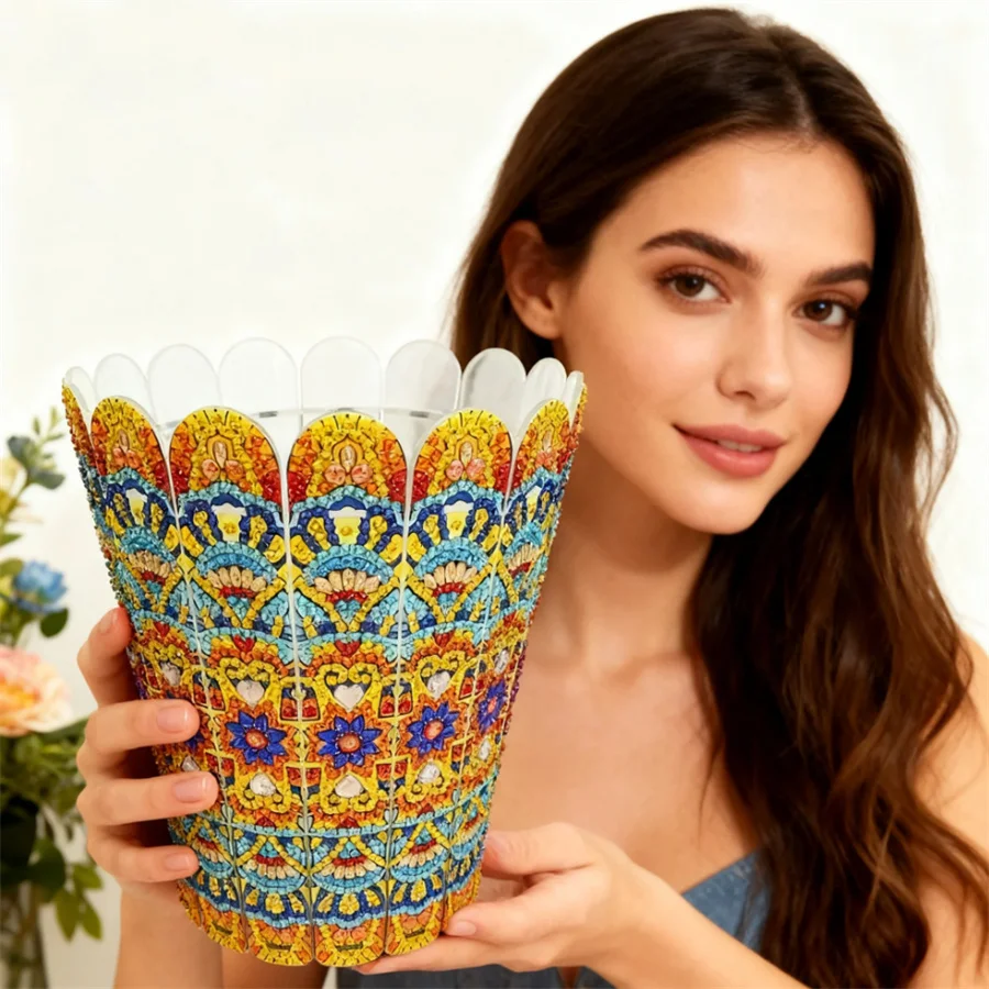 

2025 Новая коллекция 5d Мандала Алмазная вышивка Ваза DIY Алмазная картина Искусство Настольный ПВХ Цветочный горшок Орнамент Украшение дома