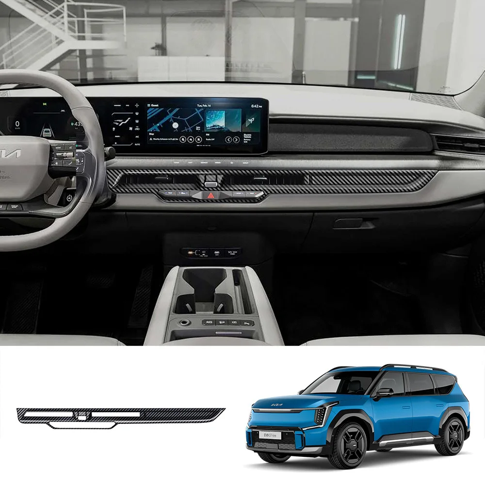 

LHD for Kia EV9 2023 2024 ABS Carbon Fiber Center Control Panle Air Condition Cover Trim Frame Sticker Decoration Styling