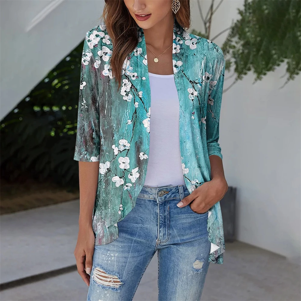 New Fashion Chiffon Cardigans For Women Dressy Chiffon Floral Kimonos Sun Cover Up Top Boho Casual Shawl Beach Women\'S Swimwear