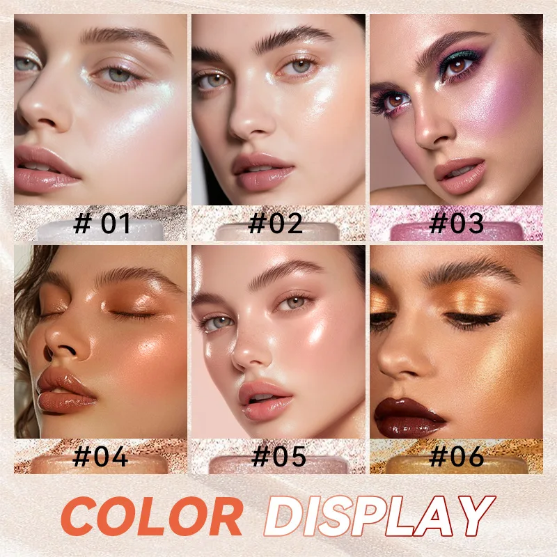 멀티 컬러 페이스 하이라이터 및 블러쉬 스틱 크리미한 부드러운 질감 볼과 코를 위한 반짝이는 광채 효과 빠른 메이크업