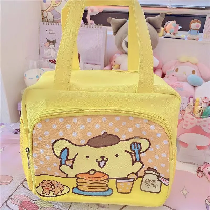 Sanrio Cartoon  Cinnamoroll Kuromi My Melody Hello Kitty Anime Cute PU Waterproof Lunch Box Bag Handbag Storage Bag New Style