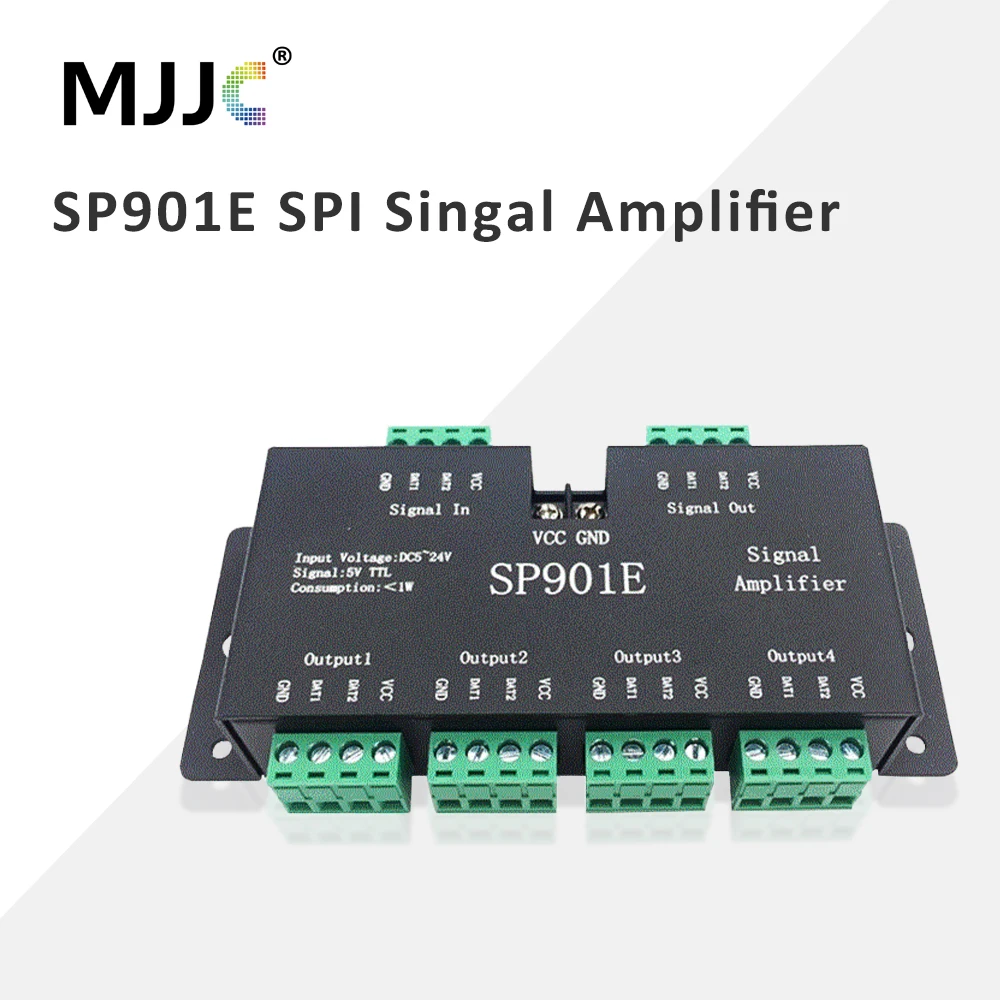 SP901E SPI Signal Amplifier Repeater 4CH DC5-24V for WS2812B WS2811 WS2813 Addressable Dream LED RGB Magic Strip Pixel Light