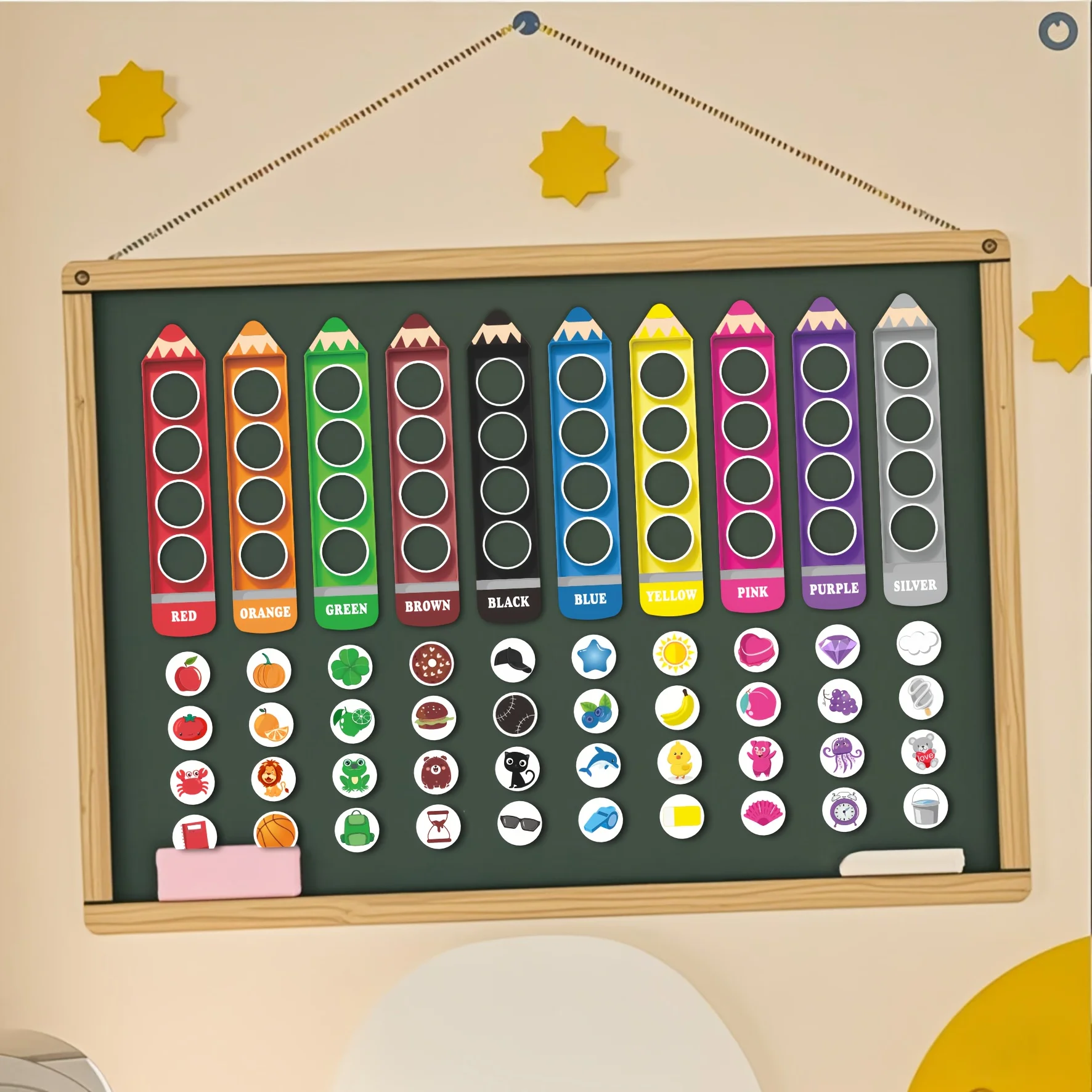 Multi-Item Party Favor Packs/10-Color Magnetic Pen-Shaped New Word Card Set - Sorting and Counting Learning Tool