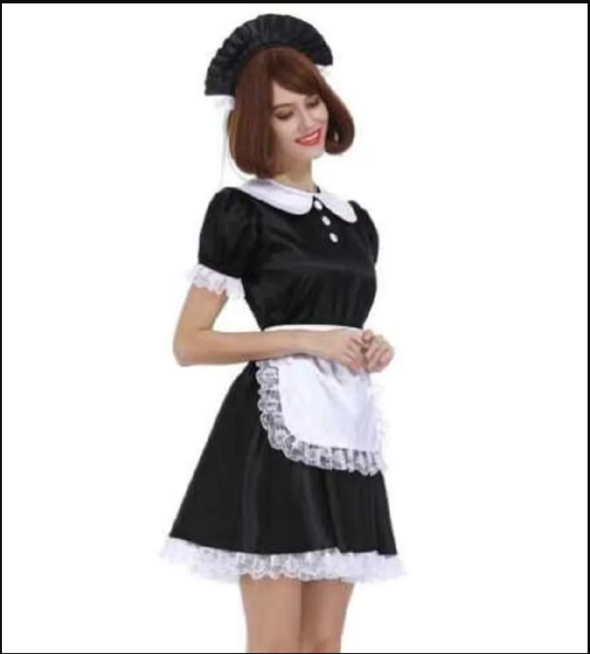 

Sissy Girl Maid Ruffled Edge Lockable Simple Dress Fake Girl Crossdresser Party Daily Unisex Dress Role Playing Dress Customizab