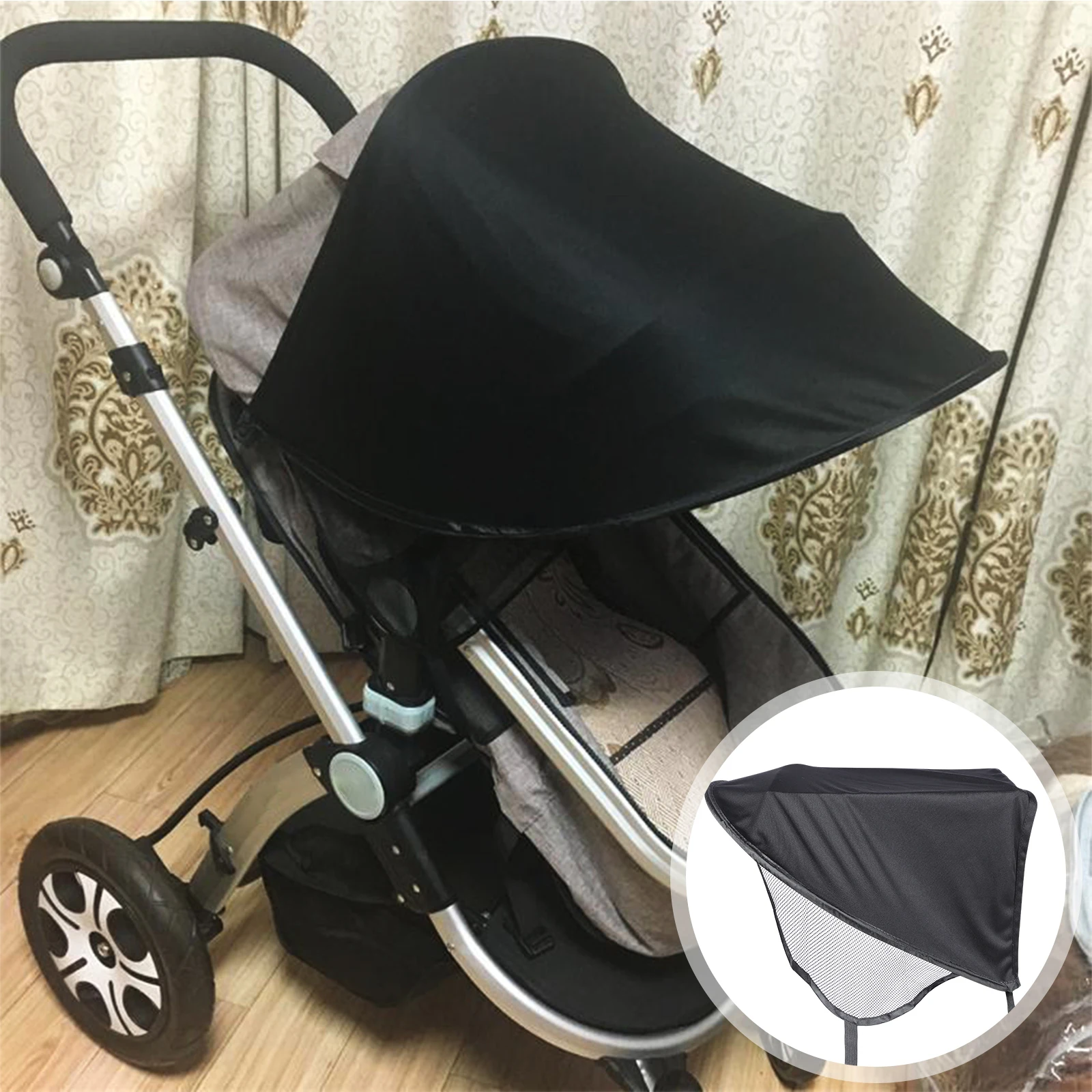Stroller Sunshade Baby Stroller Canopy Extended Length Spandex Universal Fit Easy Install Sun Protection Cover