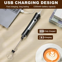 Handheld Milk Coffee Frother Rechargeable Electric Whisk Drink Mixer For Latte Cappuccino Hot Chocolate Egg Kitchen Whisk Gadget 5