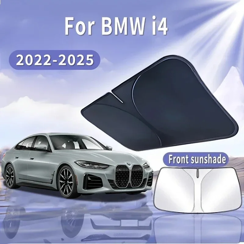 BMW i4 2022 2023 2024 2025 용 접이식 자동차 선 바이저 앞 유리창 차양막 열 차단 여름 냉각 자동차 액세서리