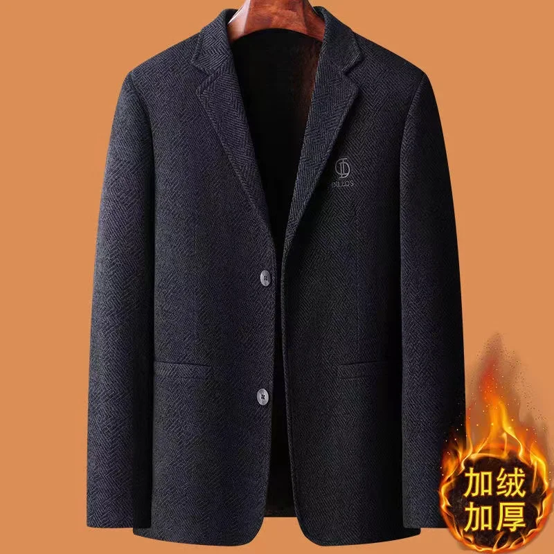 

Blazer New Men's Fashion Casual Business and Trendy Wedding Banquet Hosting Dress Is Fitted Fleece and Thickened Chenille Blazer